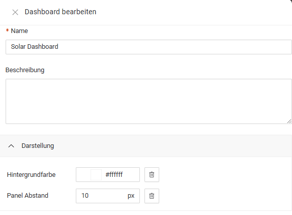 Edit Dashboard Settings