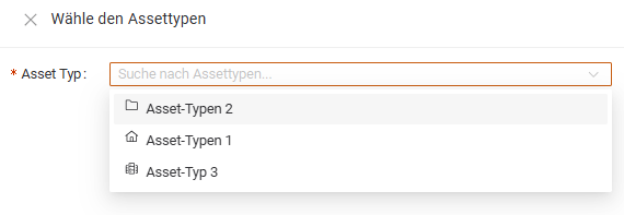 Asset-Typ auswählen