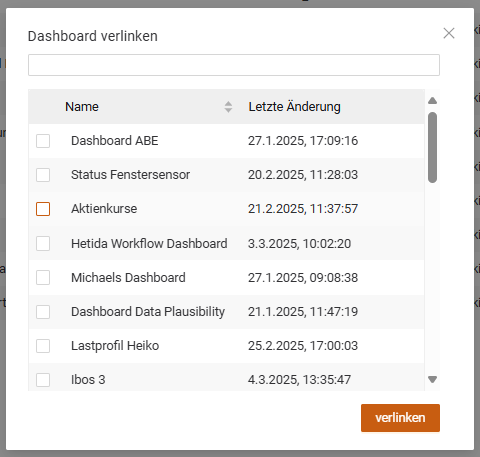 Dashboard auswählen